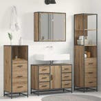 vidaXL Badkamermeubel Set 4 pcs artisanaal eikenkleurig, Verzenden, Nieuw
