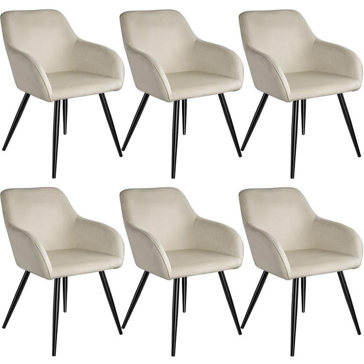 tectake Eetkamerstoel Marilyn fluweellook, zwarte stoelpoten, Huis en Inrichting, Stoelen, Verzenden