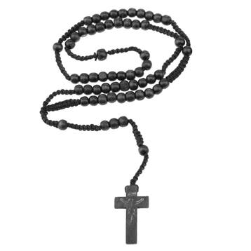 Fako Bijoux - Ketting - Rozenkrans - Hout - Zwart, Verzenden