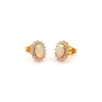 Oorstekers - 14 karaat Geel goud - 1.43ct. tw. Opaal -