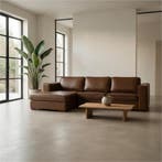 Leren hoekbank Fine - 3 zits arm rechts + longchair links -, Huis en Inrichting, Ophalen of Verzenden, Modern, 300 cm of meer