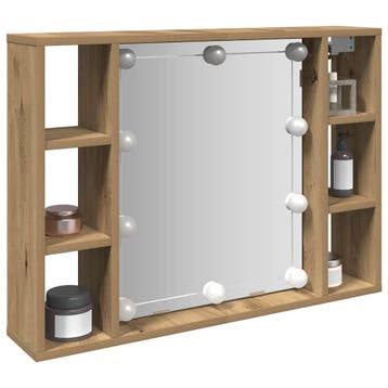 vidaXL Spiegelkast met LED 76x15x55 cm bewerkt hout, Huis en Inrichting, Verzenden, Nieuw