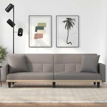 vidaXL Slaapbank / zetel met kussens stof taupe, Verzenden, Nieuw