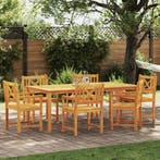 vidaXL Tuin Eettafel Set 7 pcs Bruin Massief Acacia Hout, Verzenden