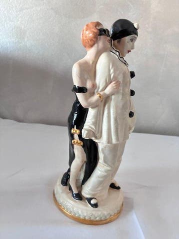 Fabris - Figuur - Pierrot e donna in abito da sera -