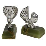 Podiebrad - Serre-livres (2) - Pigeons stylisés - Bronze