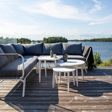 Loungeset 2delig grijs | Incl kussens en tafel, Verzenden, Nieuw, 5 zitplaatsen
