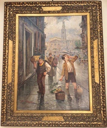 Elio Ferrara (1945) - Scena di genere napoletana con, Antiek en Kunst