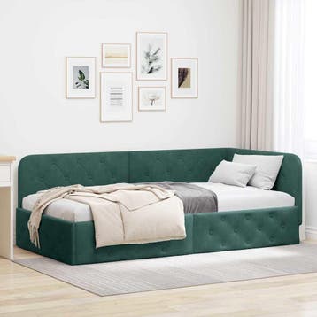 vidaXL Hoek Bed Frame Donkergroen 90 x 190 cm Fluweel, Verzenden, Nieuw