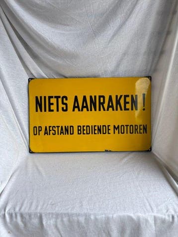 Emaille bord - Emaille Waarschuwingsbord – “Niets Aanraken!”