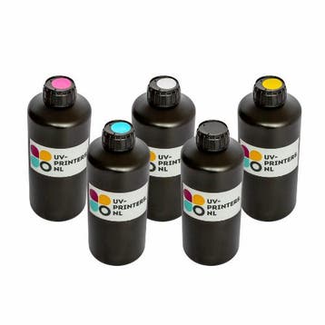 Complete kleuren set UV-inkt voor UV-printer (CMYK+W), Computers en Software, Nieuw