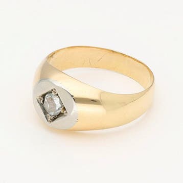 Ring - 18 karaat Geel goud, Witgoud Diamant (Natuurlijk), Nieuw