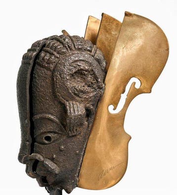 Fernandez Arman (1928-2005) - sculptuur, Tête Nok - 51 cm -