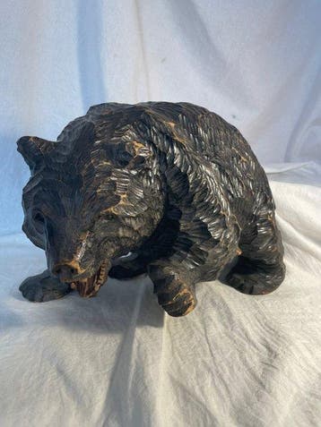 Splendide Ours Chassant 34x22 cm - sculptuur Hout