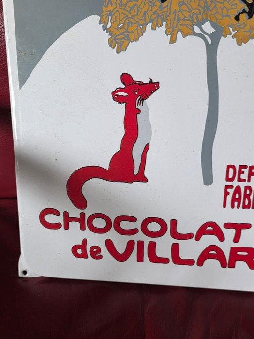 Emaillerie Belge - Geëmailleerde plaat Villars-chocolade -, Antiek en Kunst, Antiek | Wandborden en Tegels
