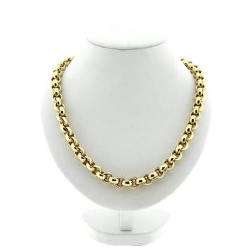Gouden jasseronschakel collier (Ketting), Ophalen of Verzenden, Gebruikt, Goud, Goud