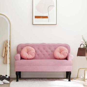 vidaXL Bankje met rugleuning 119,5x64,5x75 cm fluweel roze, Verzenden, Nieuw