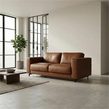 Leren bank Clear - 2,5 zits - Elegance Cognac (cognac) -, Ophalen of Verzenden