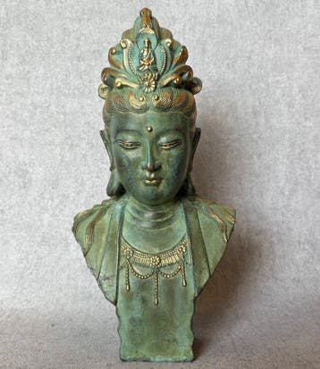 Bijzondere Guanyin Buste 29 cm / 2.6 kg - Brons - China