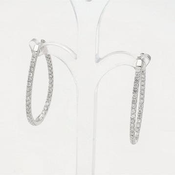 Oorbellen - 18 karaat Witgoud - Diamant briljant geslepen, Nieuw