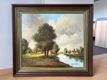 Rik Mulders (XX) - Landschap met Vissers, Antiek en Kunst