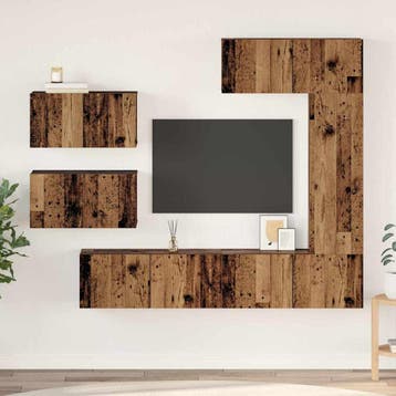 vidaXL Tv-meubelset 6 st Oud Hout Bewerkt hout, Verzenden