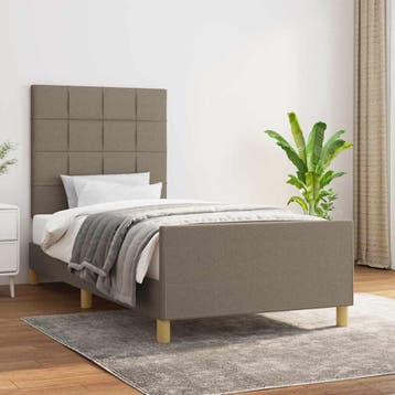 vidaXL Bedframe zonder matras 100x200 cm stof taupe, Verzenden, Nieuw