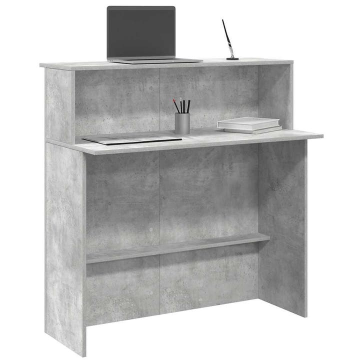 vidaXL Receptiebalie 100x50x103,5 cm bewerkt hout betongrijs, Maison & Meubles, Bureaux, Envoi