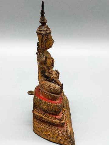 thailändischer Rattanakosin Buddha – Gussbronze vergoldet -, Antiek en Kunst