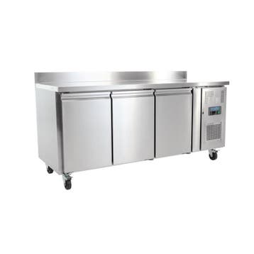 Polar U-serie 3-deurs koelwerkbank met achteropstand 417L, Verzenden