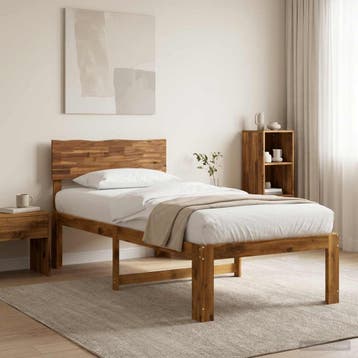 vidaXL Eenpersoonsbed met hoofdbord ROSTOCK Naturel 100 x, Verzenden, Nieuw