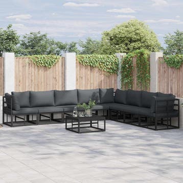 vidaXL Tuinbank Set 9 st Zwart Aluminium, Tuin en Terras, Verzenden, Nieuw