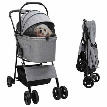vidaXL Opvouwbare Huisdier Kinderwagen Grijs 81 x 47 x 99 cm, Verzenden, Nieuw
