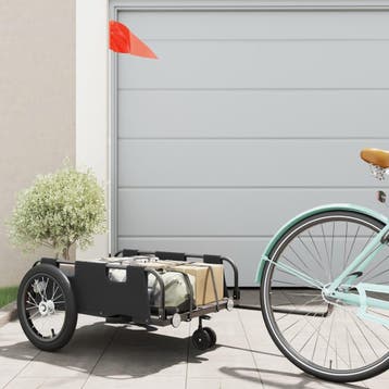 vidaXL Fietstrailer oxford stof en ijzer zwart, Verzenden, Nieuw