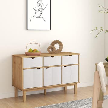 vidaXL Dressoir OTTA 114x43x73,5 cm massief grenenhout bruin, Verzenden