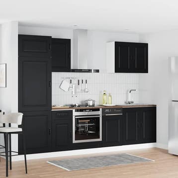 vidaXL 7-delige Keukenkastenset Kalmar bewerkt hout zwart, Verzenden, Nieuw