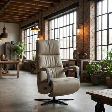 Leren relaxfauteuil met hartbalans Core - Toledo Mocca, Ophalen of Verzenden