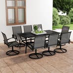 vidaXL 9-delige Tuinset textileen en staal, Tuin en Terras, Tuinsets en Loungesets, Verzenden, Nieuw, Tuinset