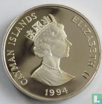 Kaaimaneilanden 1 dollar 1994 (PROOF) Sir Francis Drake, Timbres & Monnaies, Monnaies | Amérique, Verzenden, Losse munt