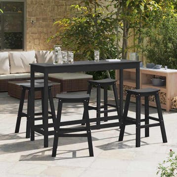 vidaXL Tuin Bar Set 4 st Zwart HDPE, Tuin en Terras, Verzenden, Nieuw