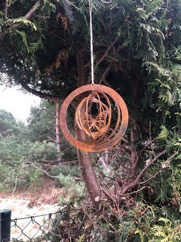 Beeld, Wind Spinner Butterfly - 15 cm - Staal