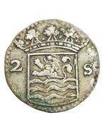 Nederland, Zeeland 2 of Dubbele Stuiver 1745 Silver Double, Postzegels en Munten