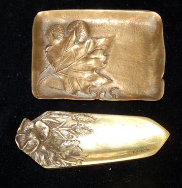 Vide-poche (2) - 2 Bronzen Art Nouveau vide poches , 1x, Antiquités & Art