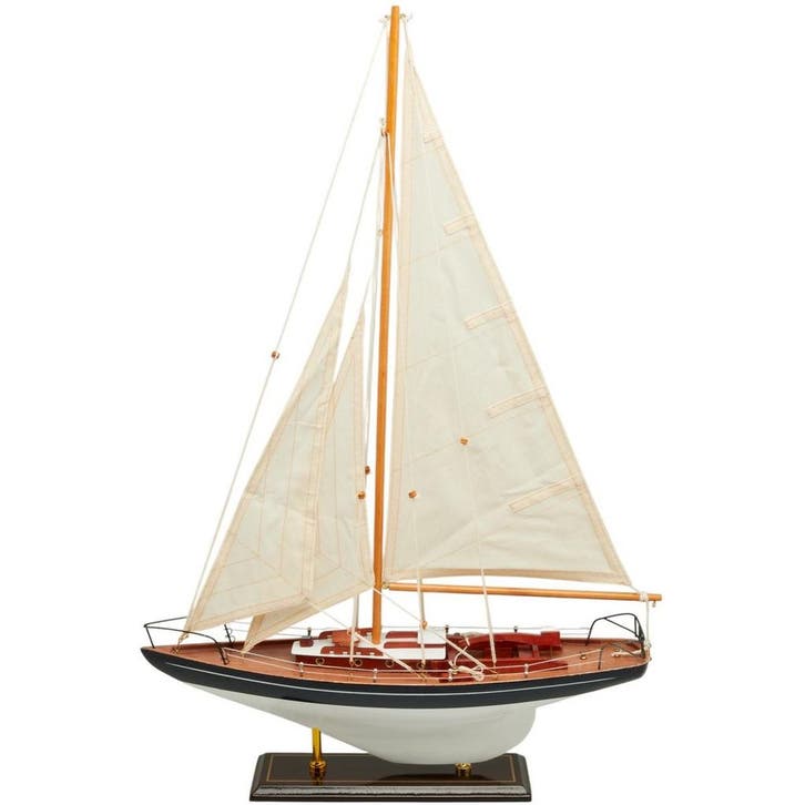 Zeilboot Model 45cm Donkerblauw-Wit, Hobby en Vrije tijd, Modelbouw | Boten en Schepen, Nieuw, Ophalen of Verzenden