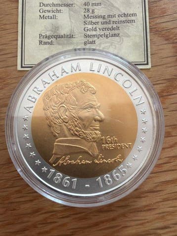 Verenigde Staten. Abraham Lincoln 28g mit CoA (Zonder