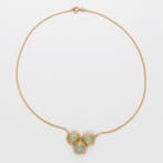 Collier avec pendentif - 18 carats Or jaune - Turquoise