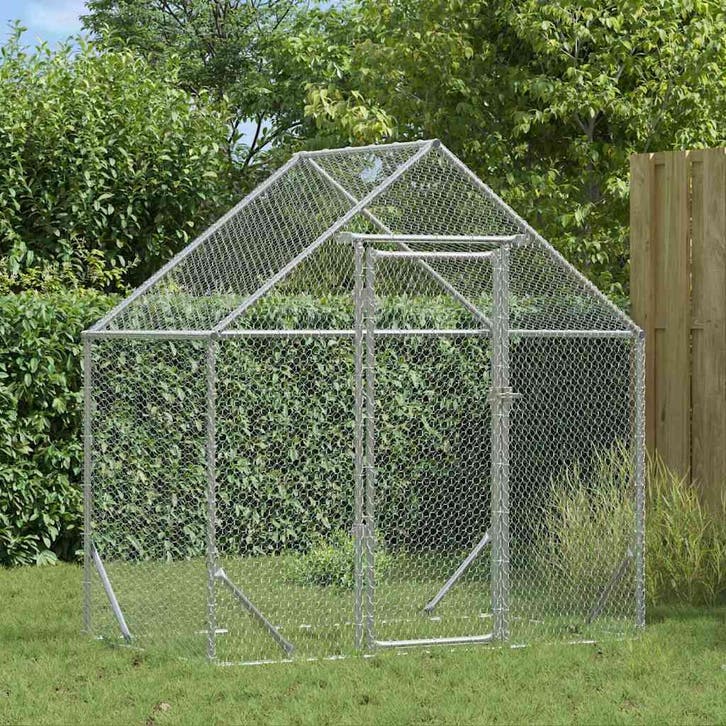 vidaXL Kippenhok Zilver 170 x 100 x 177 cm Gegevens staal, Dieren en Toebehoren, Knaagdieren en Konijnen | Hokken en Kooien, Nieuw