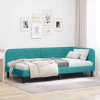 vidaXL Hoek Bed Frame Turquoise 100 x 200 cm Fluweel, Verzenden, Nieuw