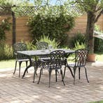 vidaXL Tuin Eettafel Set 5 pcs Zwart Aluminium, Verzenden, Nieuw