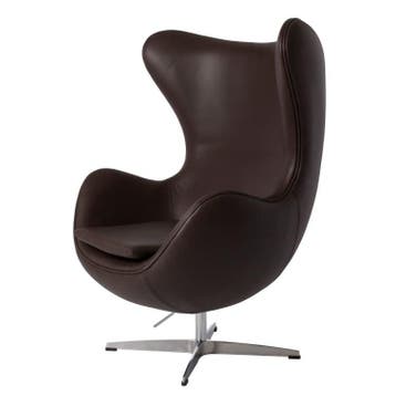 Lounge stoel Egg stoel Leder bruin, Verzenden, Nieuw